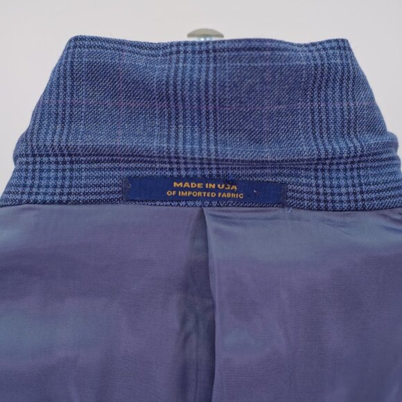 Hart Schaffner Marx Wool Blue Plaid W/ Purple Windowpane Blazer / Sport Coat 42R - Picture 12 of 13